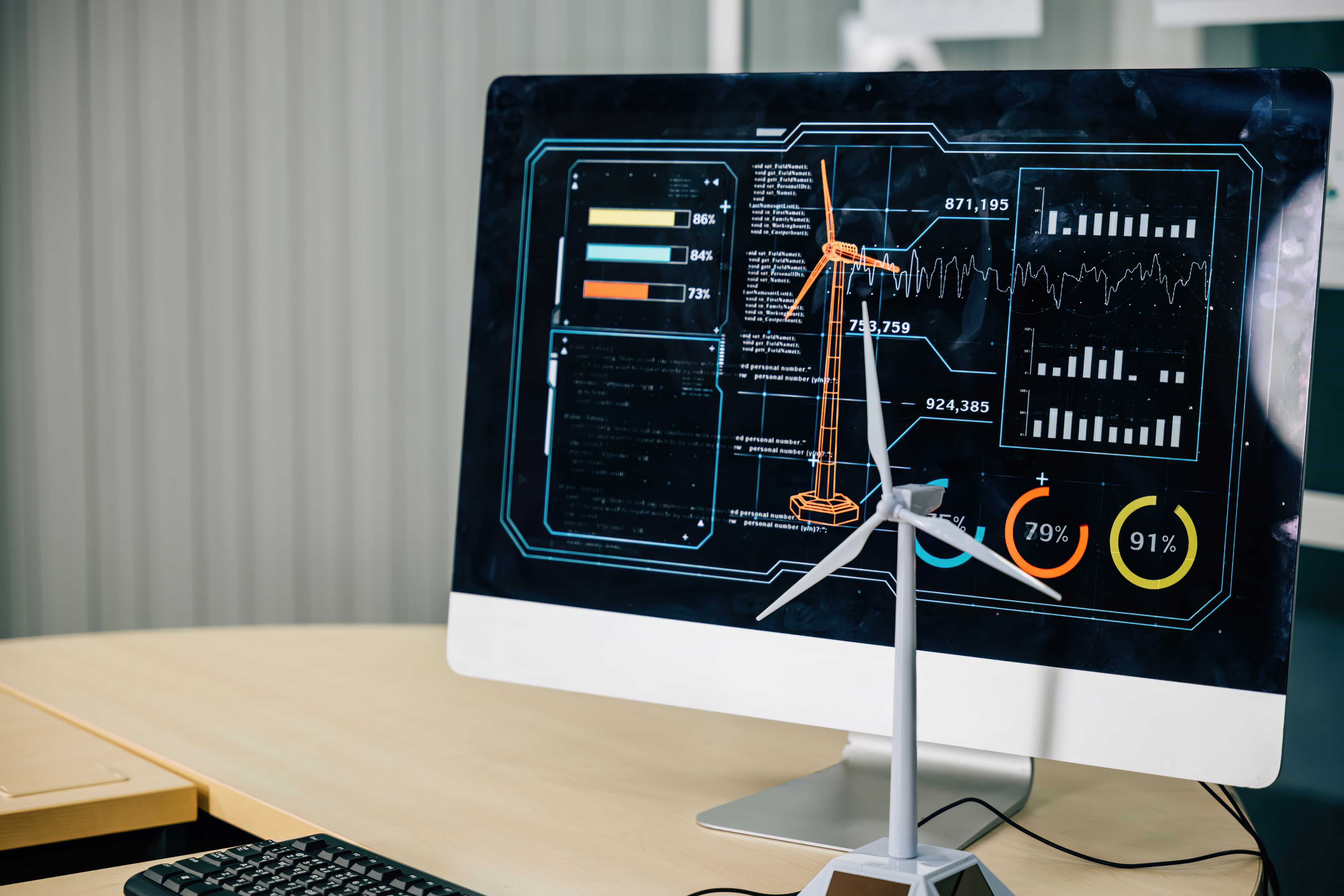 Real-time energy management dashboard showing power consumption analytics for buildings and factories in Saudi Arabia