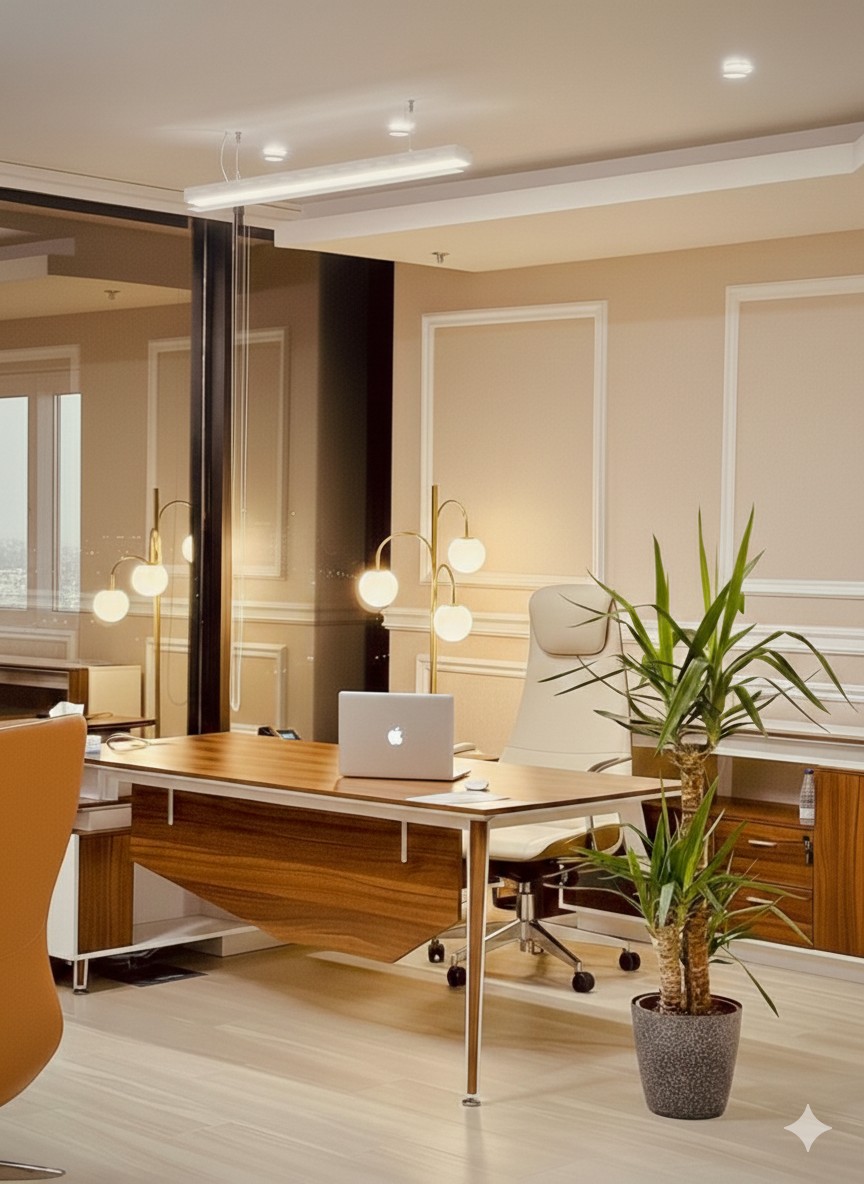 Office fit-out Riyadh reception area - Hanwha project